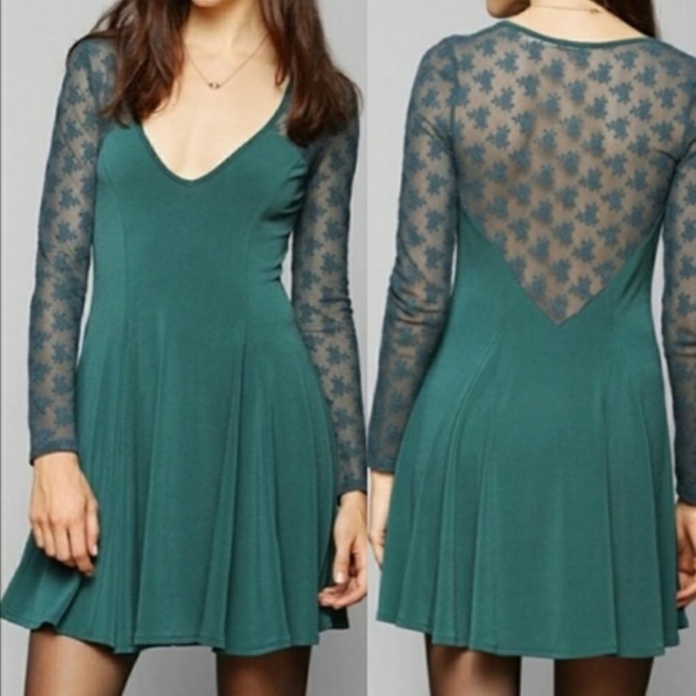 **SOLD**Urban Outfitters / Teal Holiday Dress with Lace